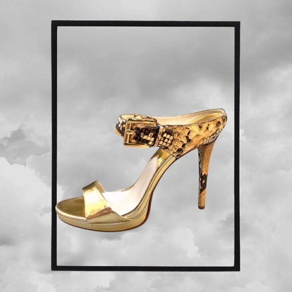 Michael Michael Kors Gold open toe Snakeskin Heels - Picture 7 of 7
